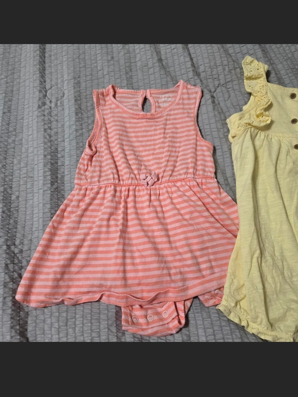 Carter's Pink Striped and Yellow Ruffle Baby One-Piece Bodysuits